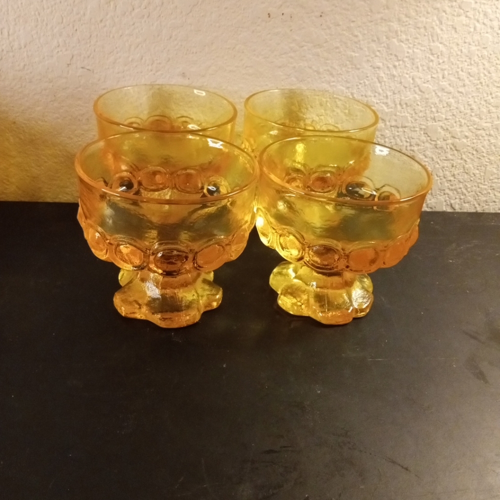 SIGNED RARE Fire & Light CITRUS Recycled Glass 6oz Desert Cups Set of 4